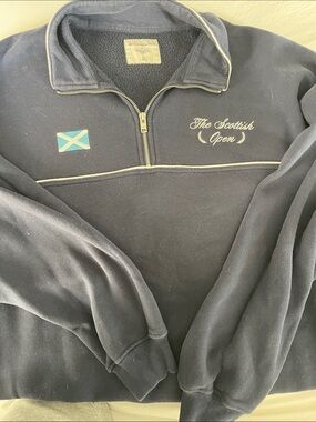 Abercrombie & Fitch Navy Quarter-Zip Sweater with Cream Piping